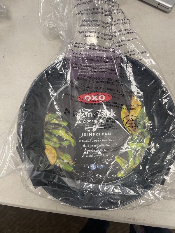 Photo 1 of OXO Enhanced 10" Frying Pan Skillet, PFAS-Free Ceramic Nonstick, Durable Hard Anodized Cookware, Scratch Resistant, Stainless Steel Handle, Good Grips, Dishwasher Safe, Oven safe, Black
