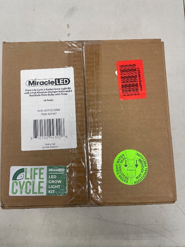 Photo 1 of Miracle LED Plant Life Cycle 2-Socket Synchronized Grow Light Kit with 2 Full Spectrum Absolute Daylight Bulbs and 2 Red Spectrum Multi-Plant Bulbs with Sproutmatic Timer Controls (4-Pack)