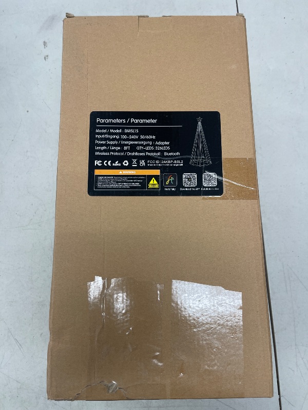 Photo 1 of 8ft Smart LED Christmas Cone Tree Light,Outdoor Lighted Christmas Tree 325 LED Lighted Artificial Tree with Star Topper, Remote APP Control, DIY Colors LED Light Show Tree for Outdoor Decorations