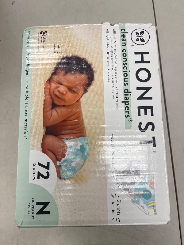 Photo 1 of The Honest Company Clean Conscious Diapers for Delicate Skin | Up to 100% Leakproof | Hypoallergenic, Fragrance Free | Gender Neutral | Club Box, Size Newborn, 72 Count (Prints May Vary)