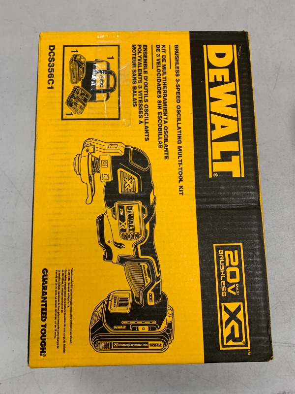 Photo 1 of DEWALT 20V MAX XR Oscillating Tool Kit, 3 Speed, With Blades, Battery and Charger Included (DCS356C1)