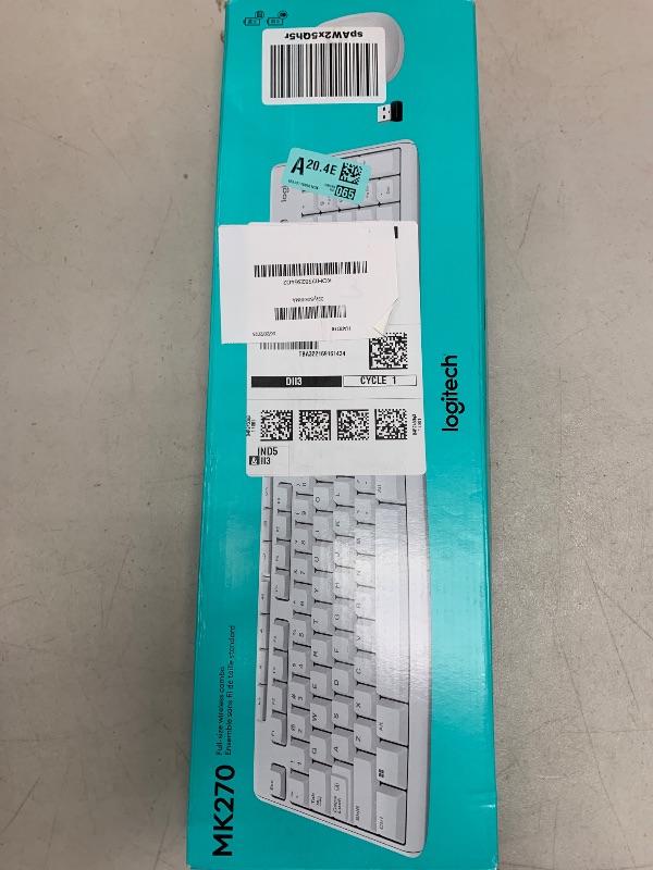 Photo 1 of Logitech MK270 Wireless Keyboard and Mouse Combo for Windows, 2.4 GHz, 8 Multimedia Keys, PC, Laptop, Wireless Keyboard Compact Mouse Combo - White
