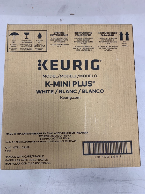 Photo 1 of Keurig K-Mini Plus Single Serve K-Cup Pod Coffee Maker, with 6 to 12oz Brew Size, Stores up to 9 K-Cup Pods, Travel Mug Friendly, Matte White