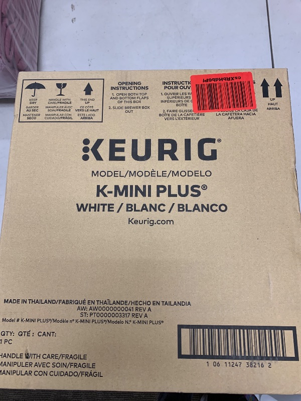 Photo 1 of Keurig K-Mini Plus Single Serve K-Cup Pod Coffee Maker, with 6 to 12oz Brew Size, Stores up to 9 K-Cup Pods, Travel Mug Friendly, Matte White