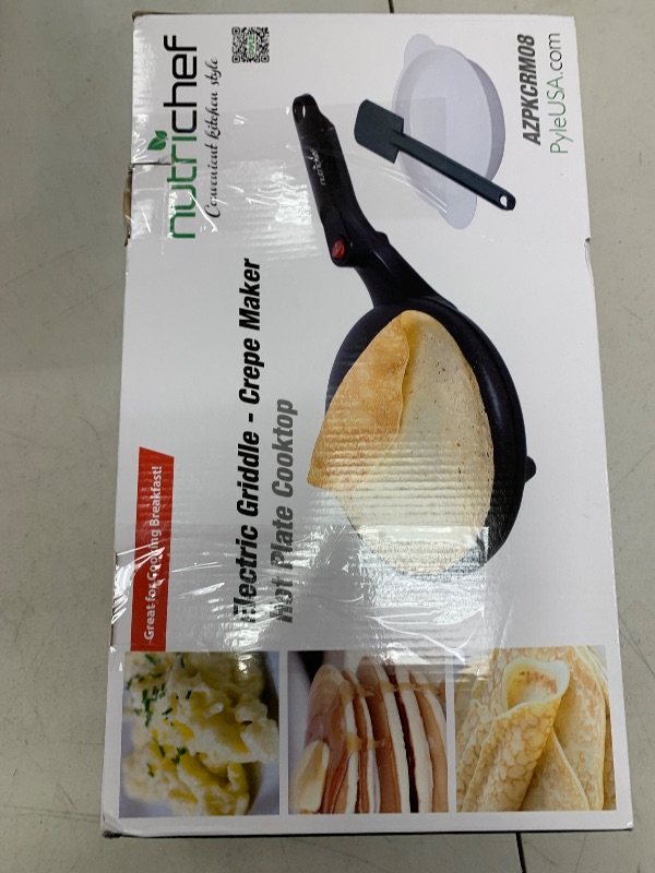 Photo 1 of Nutrichef Electric Crepe Maker | 8-inch Nonstick Cooktop with On/Off Switch | Cooks Roti, Tortillas & Pancakes | Automatic Temperature Control & Cool Touch Handle | Includes Food Bowl, Whisk & Spatula