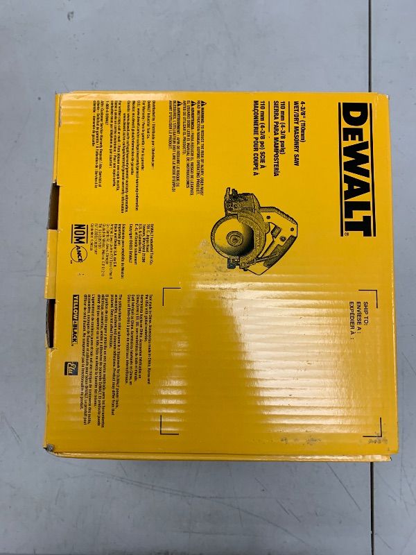 Photo 1 of DEWALT Wet Tile Saw, Masonry, 4-3/8-Inch (DWC860W)