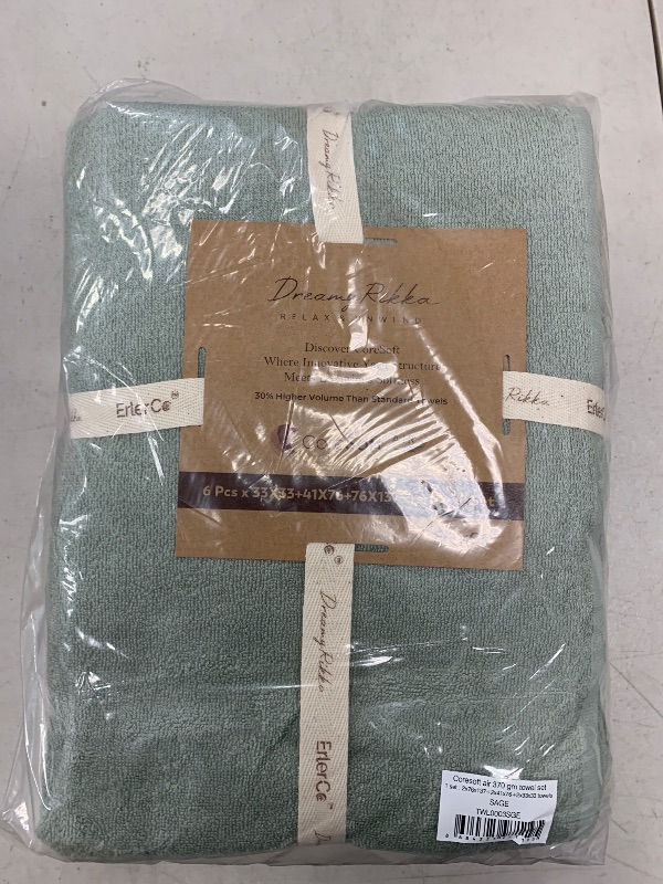 Photo 1 of DREAMY RIKKA 6 Piece Turkish Towel Set for Bathroom Turkish Cotton with Coresoftair™ Technology Ultra-Soft Absorbent 2 Bath Towels (30x54) 2 Hand Towels (16x30) 2 Washcloths (13x13), Sage