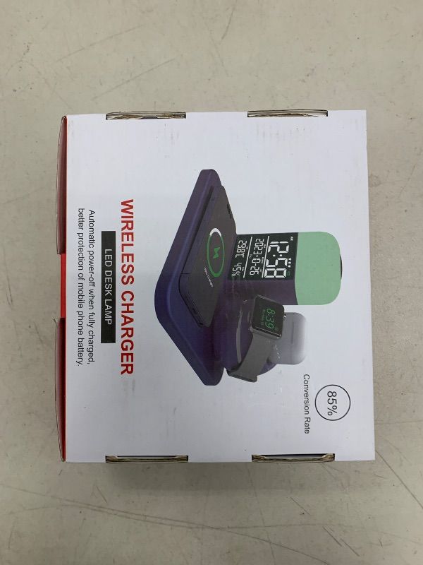 Photo 1 of Wireless Charger for iPhone - 9 in 1 Charging Station for Multiple Devices Apple: Fast Wireless Charging Stand Dock for iPhone 16 15 14 13 12 Pro Max Watch Airpods (30W GaN Charger Included)-Purple