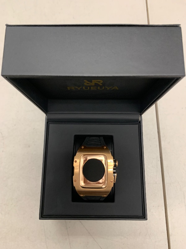 Photo 1 of RYUEUYA Luxury Designer Rugged Metal Case with Band, Compatible for Apple Watch Series 8/7 45mm and SE/6/5/4 44mm, Stainless Steel Military Protective Cover,44/45mm,RBM-BR