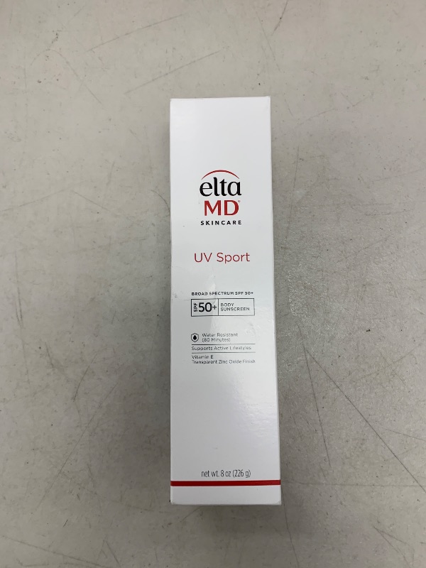 Photo 1 of EltaMD UV Sport Sunscreen Lotion, SPF 50 Body Sunscreen, Water and Sweat Resistant, Oil-Free, Zinc Oxide Formula, 8 oz Tube