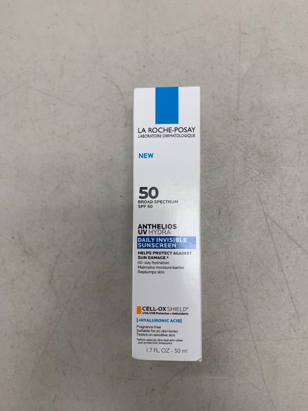 Photo 1 of La Roche Posay Anthelios UV Hydra Sunscreen SPF 50, Daily Hydrating Sunscreen for Face with Hyaluronic Acid and Vitamin E, Broad Spectrum Invisible SPF Protection, Anti Aging, Fragrance Free
