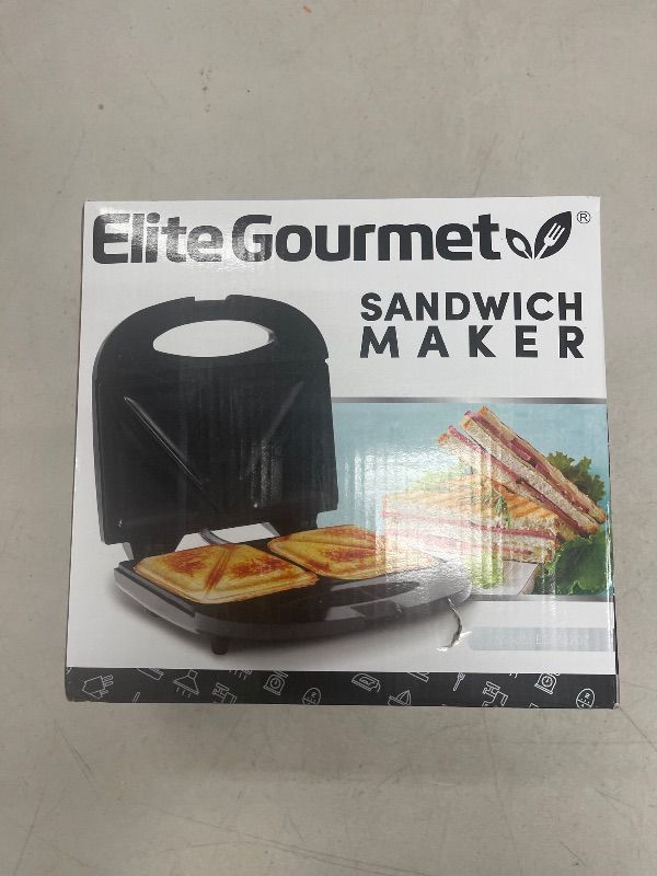 Photo 1 of Elite Gourmet ESM2207 Maxi-Matic Sandwich Panini Maker Grilled Cheese Machine Tuna Melt Omelets Non-Stick Surface, 2 Slice, Black