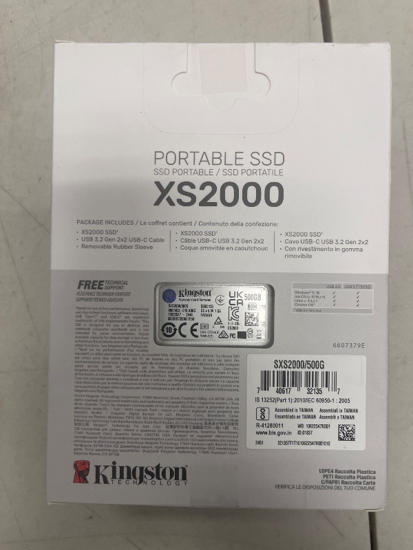 Photo 1 of Kingston XS2000 500G High Performance Portable SSD with USB-C | Pocket-sized | USB 3.2 Gen 2x2 | External Solid State Drive | Up to 2000MB/s | SXS2000/500G