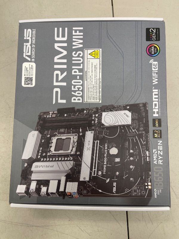 Photo 1 of ASUS Prime B650-PLUS WiFi AMD B650 AM5 Ryzen™ Desktop 9000 8000 & 7000 ATX Motherboard, DDR5, PCIe 5.0 M.2, 2.5Gb LAN, WiFi 6E, HDMI™, SATA 6 Gbps, USB Type-C®, BIOS Flashback™, Thunderbolt™ 4 Header