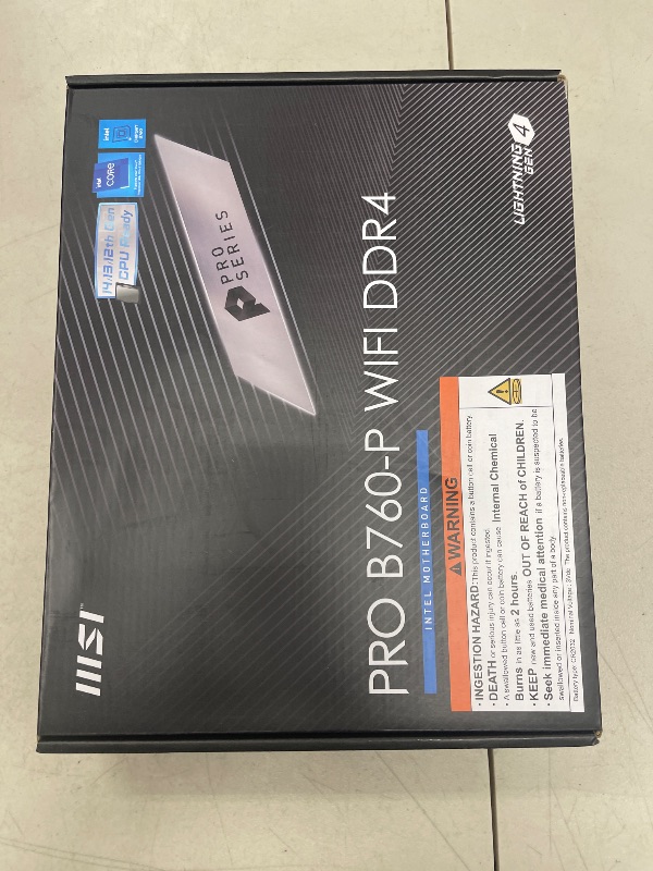 Photo 1 of MSI PRO B760-P WiFi DDR4 ProSeries Motherboard (Supports 12th/13th/14th Gen Intel Processors, LGA 1700, DDR4, PCIe 4.0, M.2, 2.5Gbps LAN, USB 3.2 Gen2, HDMI/DP, Wi-Fi 6E, Bluetooth 5.3, ATX)