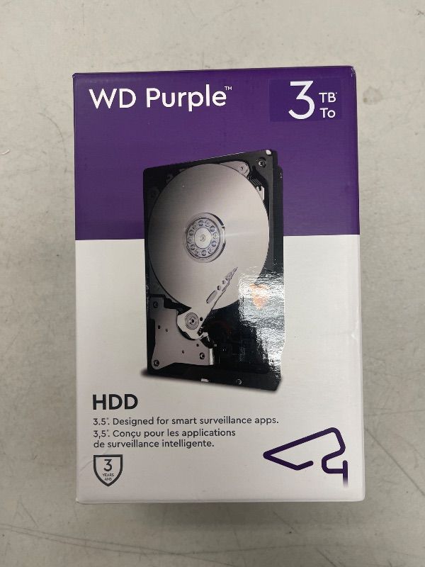 Photo 1 of Western Digital 3TB WD Purple Surveillance Internal Hard Drive HDD - SATA 6 Gb/s, 256 MB Cache, 3.5" - WD33PURZ