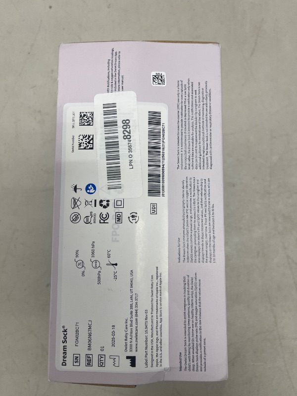 Photo 1 of Owlet Dream Sock® - FDA-Cleared Smart Baby Monitor - Track Live Pulse (Heart) Rate, Oxygen in Infants - Receive Notifications