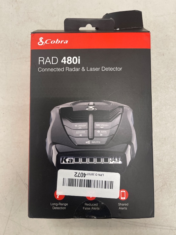 Photo 1 of Cobra RAD 480i Laser Radar Detector – Long Range Detection, Bluetooth, Apple CarPlay and Android Auto Compatible, LaserEye Front and Rear Detection, Digital Signal Processing, Black