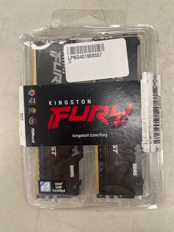 Photo 1 of Kingston Fury Beast 64GB (2x32GB) 3600MHz DDR5 CL18 Desktop Memory Kit of 2 KF436C18BBK2/64, Black
