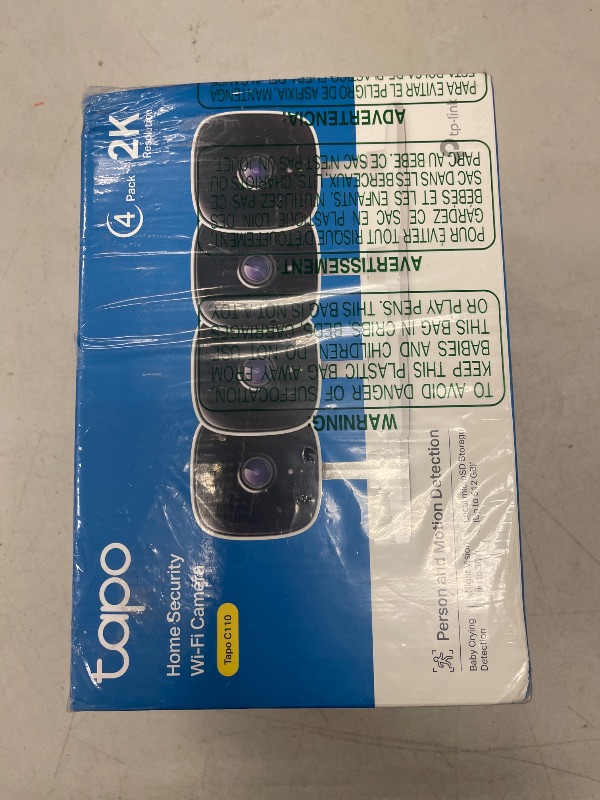 Photo 1 of TP-Link Tapo 2K Security Camera for Baby Monitor, Dog Camera w/Motion Detection, 2-Way Audio Siren, Night Vision, Cloud & SD Card Storage, Works w/Alexa & Google Home, 4-Pack (Tapo C110P4)
