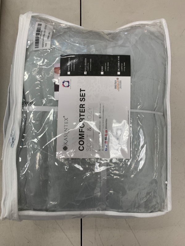 Photo 1 of KASENTEX Queen Size Comforter Set 3 Piece,Seersucker Breathable Fabric,Lightweight Fluffy Down Alternative,Box Stitch Quilting, All Season Machine Washable with 2 Pillow Shams,Sage Green