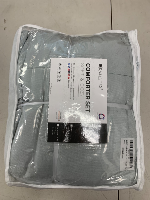 Photo 1 of KASENTEX Queen Size Comforter Set 3 Piece,Seersucker Breathable Fabric,Lightweight Fluffy Down Alternative,Box Stitch Quilting, All Season Machine Washable with 2 Pillow Shams,Sage Green