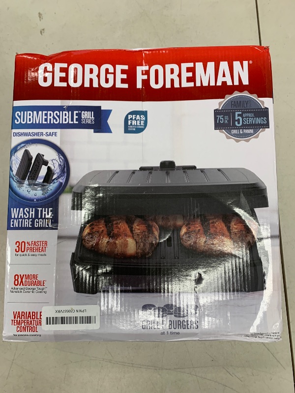 Photo 1 of GEORGE FOREMAN® Contact Submersible™ Grill, 5-Serving Grill - Adjustable Temperature Control, Black Plates, Wash the entire grill