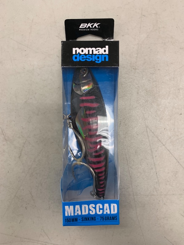 Photo 1 of Nomad Design Madscad 150 Sinking SW Twitchbait - Ideal for Snook, Striped Bass - BKK Diablo 5X Singles 5/0 Hooks, 6 inch - 2-3/4 oz, Black Pink Mackerel
