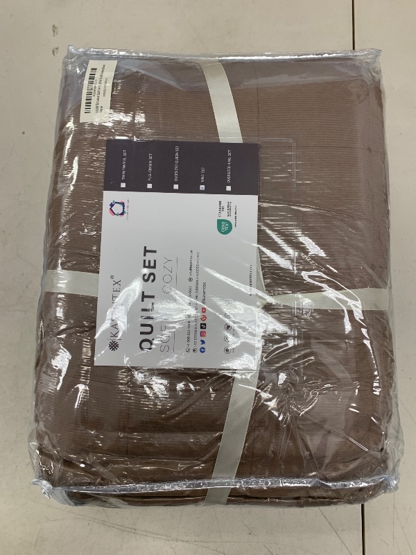 Photo 1 of KASENTEX King Size Quilt Set – Durable Corduroy Lightweight Brown Comforter & Ultra Soft Bedspread, 3-Piece Bedding Set, Cozy & Breathable All-Season Luxury
