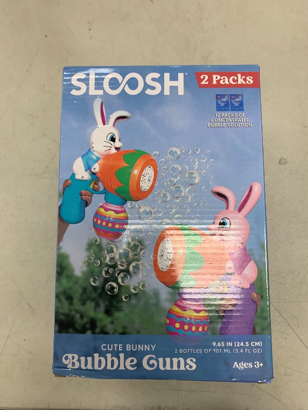 Photo 1 of Sloosh 2 Packs Easter Bunny Bubble Gun for Toddlers 3+, Light Up Bunny Bubble Blower with 12 Refill Solution for Kids Ages 4-8, Birthday Party Gifts, Outdoor, Easter