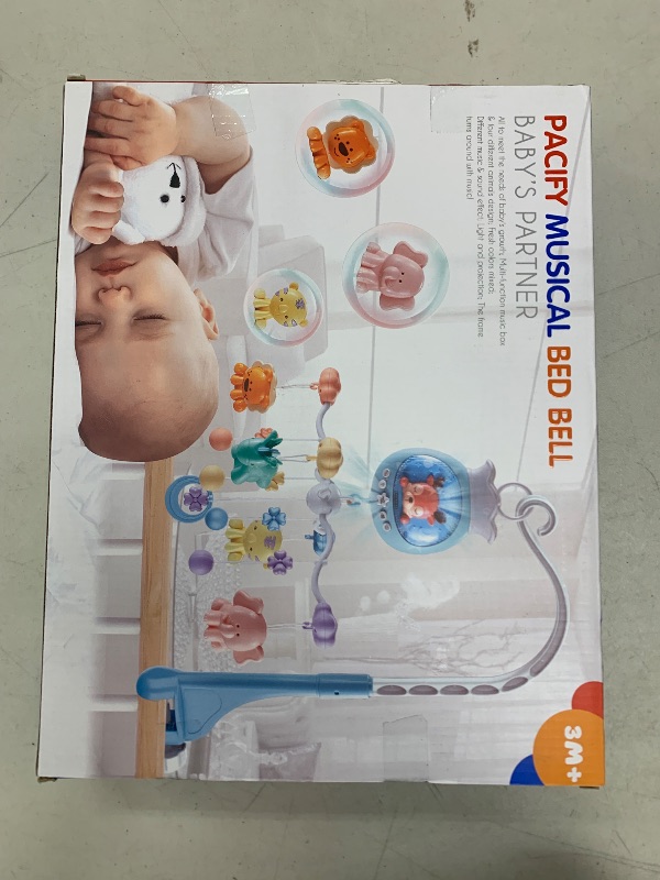 Photo 1 of BSROLUNA Baby Crib Mobile with Music and Lights, Baby Mobile for Crib with Remote Control, Hanging Rotating Animal Rattles, 50 Songs and Timing Function, Cartoon Baby Crib Toys for Girls (Baby Blue)