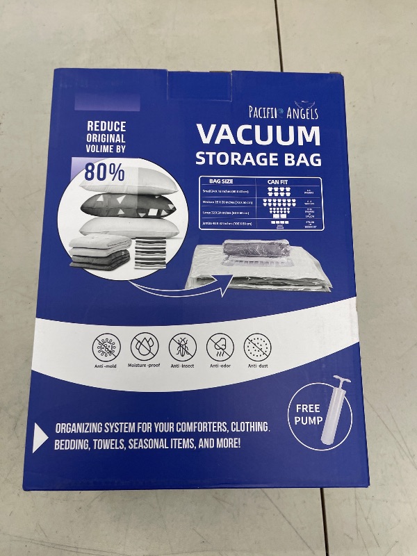 Photo 1 of 25-Pack Heavy-Duty Premium Vacuum Storage Bags – 80% Space Saving! 5 Jumbo/5 Large/5 Medium/5 Small/5 Roll Bags + FREE Travel Hand Pump. Ultra-Thick, Airtight & Reusable