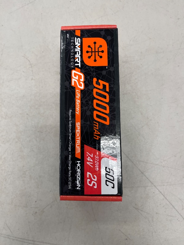 Photo 1 of Spektrum 7.4V 5000mAh 2S 50C Smart LiPo G2 Hard Case: IC5, SPMX52S50H5