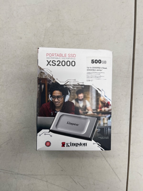 Photo 1 of Kingston XS2000 500G High Performance Portable SSD with USB-C | Pocket-sized | USB 3.2 Gen 2x2 | External Solid State Drive | Up to 2000MB/s | SXS2000/500G