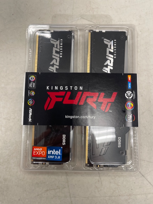 Photo 1 of Kingston FURY Beast 16GB (2x8GB) 5200MT/s DDR5 CL36 RGB Desktop Memory Kit of 2 | Infrared Syncing | AMD Expo | Plug N Play | KF552C36BBEAK2-16