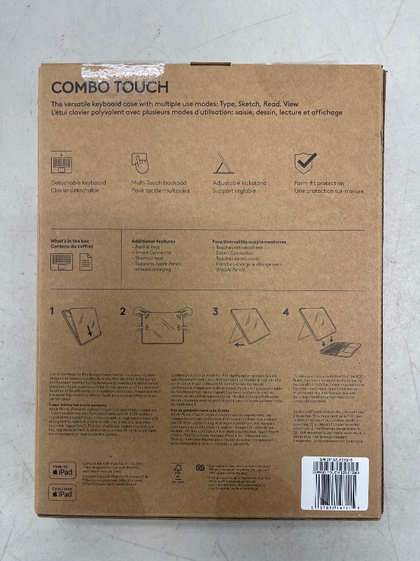 Photo 1 of Logitech Combo Touch iPad Pro 11-inch (M4)(2024) Keyboard Case - Detachable Backlit Keyboard for iPad Pro 11, Kickstand, Multi-use Mode - Midnight Black