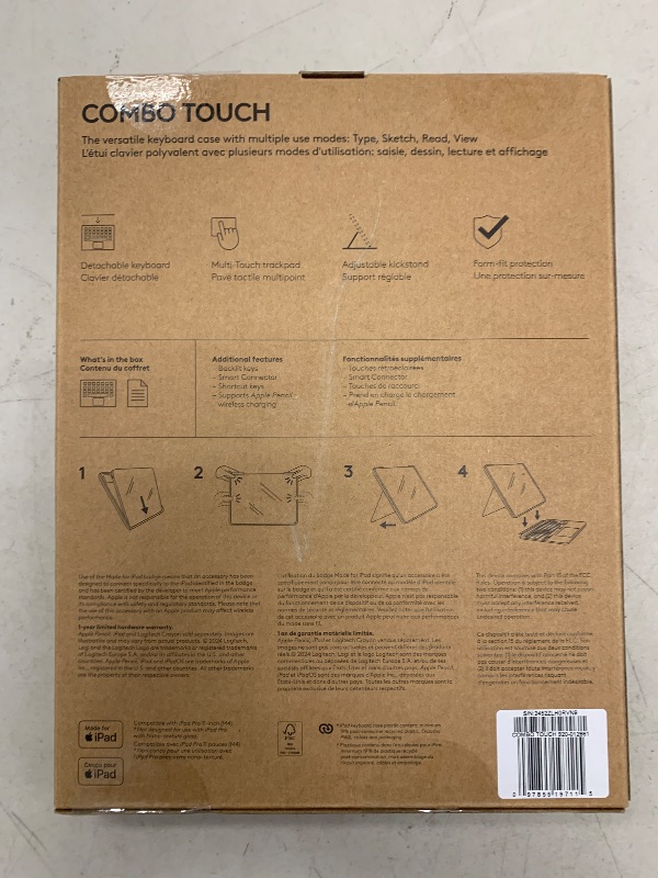 Photo 1 of Logitech Combo Touch iPad Pro 11-inch (M4)(2024) Keyboard Case - Detachable Backlit Keyboard for iPad Pro 11, Kickstand, Multi-use Mode - Midnight Black