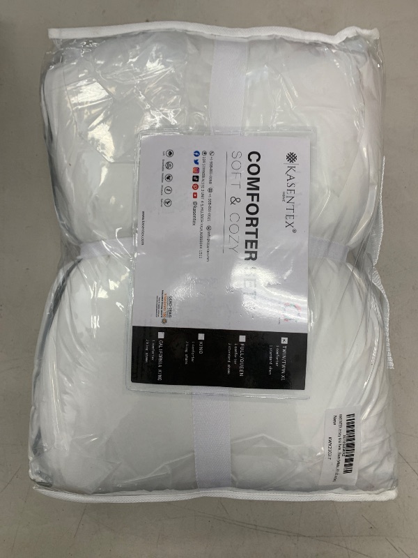 Photo 1 of KASENTEX Super-Duper Ultra Soft Jersey Knit Twin Comforter Set - Buttery Smooth White Comforter – 2 Piece Solid Breathable Bedding - All Season Twin Comforter with 1 Pillow Case Sham