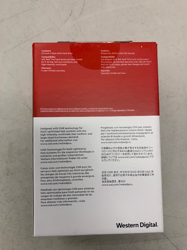 Photo 1 of Western Digital 6TB WD Red Pro NAS Internal Hard Drive HDD - 7200 RPM, SATA 6 Gb/s, CMR, 256 MB Cache, 3.5" - WD6005FFBX