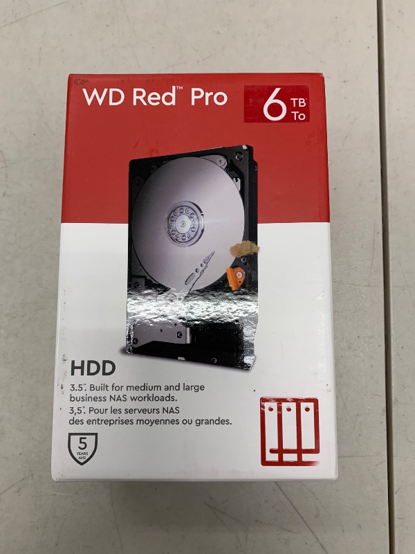 Photo 1 of Western Digital 6TB WD Red Pro NAS Internal Hard Drive HDD - 7200 RPM, SATA 6 Gb/s, CMR, 256 MB Cache, 3.5" - WD6005FFBX
