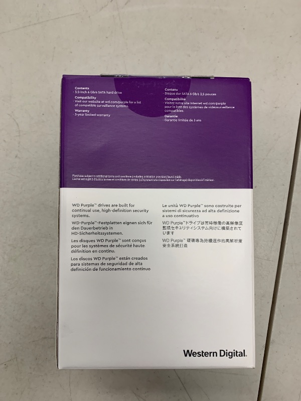 Photo 1 of Western Digital 3TB WD Purple Surveillance Internal Hard Drive HDD - SATA 6 Gb/s, 256 MB Cache, 3.5" - WD33PURZ