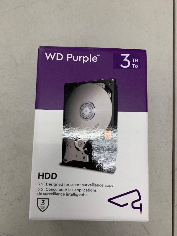 Photo 1 of Western Digital 3TB WD Purple Surveillance Internal Hard Drive HDD - SATA 6 Gb/s, 256 MB Cache, 3.5" - WD33PURZ