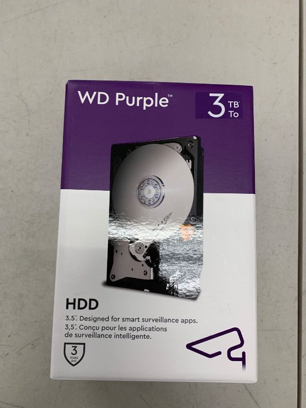 Photo 1 of Western Digital 3TB WD Purple Surveillance Internal Hard Drive HDD - SATA 6 Gb/s, 256 MB Cache, 3.5" - WD33PURZ