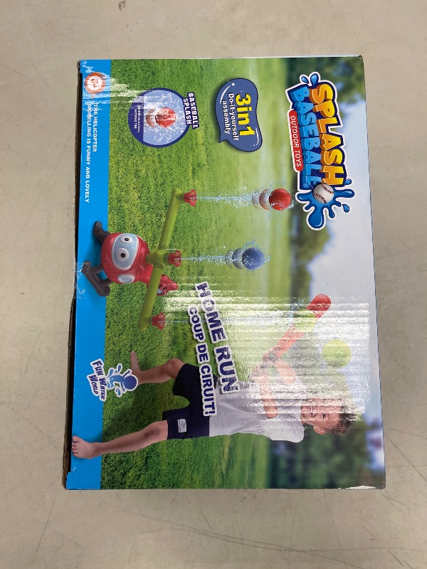 Photo 1 of 4 in 1 Water Sprinklers T Ball Set for Kids and Toddlers, Baseball Sprinkler for Backyard Helicopter Toy Outdoor Game, Attaches to Garden Hose Summer Yard Pool Water Toy