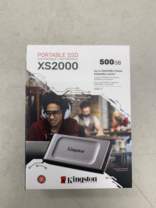 Photo 1 of Kingston XS2000 500G High Performance Portable SSD with USB-C | Pocket-sized | USB 3.2 Gen 2x2 | External Solid State Drive | Up to 2000MB/s | SXS2000/500G