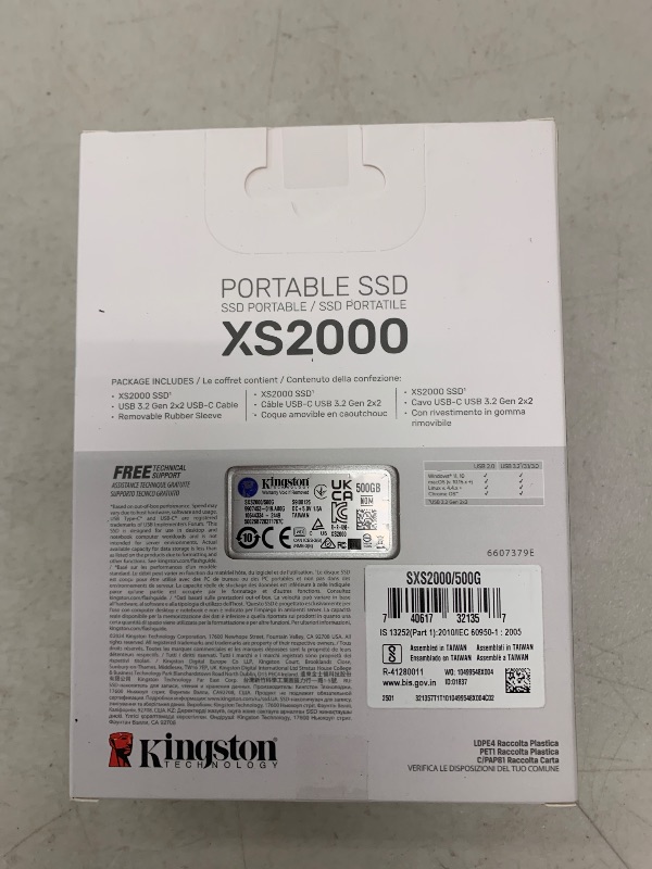 Photo 1 of Kingston XS2000 500G High Performance Portable SSD with USB-C | Pocket-sized | USB 3.2 Gen 2x2 | External Solid State Drive | Up to 2000MB/s | SXS2000/500G