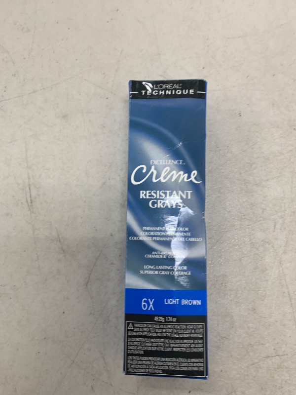 Photo 1 of L'OREAL TECHNIQUE Excellence Crème Resistant Grays Permanent Hair Color - Max Coverage on Resistant Grays, Rich Crème No-Drip Formula & Patented Gray Seeking Dyes For All Hair Types, 6x Brown