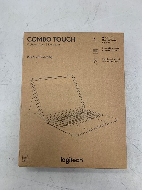 Photo 1 of Logitech Combo Touch iPad Pro 11-inch (M4)(2024) Keyboard Case - Detachable Backlit Keyboard for iPad Pro 11, Kickstand, Multi-use Mode - Midnight Black