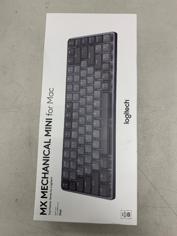 Photo 1 of Logitech MX Mechanical Mini for Mac Wireless Illuminated Keyboard, Low-Profile Performance Switches, Tactile Quiet Keys, Backlit, Bluetooth, USB-C, Apple, iPad - Space Grey
