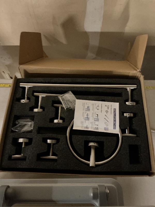 Photo 1 of 12 Pieces Brushed Nickel Bathroom Hardware Accessories Set Hand Towel Ring 16&23.6 inch Round Towel Bar Silver Toilet Paper Holder Towel Hooks 4 Pieces SUS 304 Stainless Steel,Heavy Duty,Wall Mounted